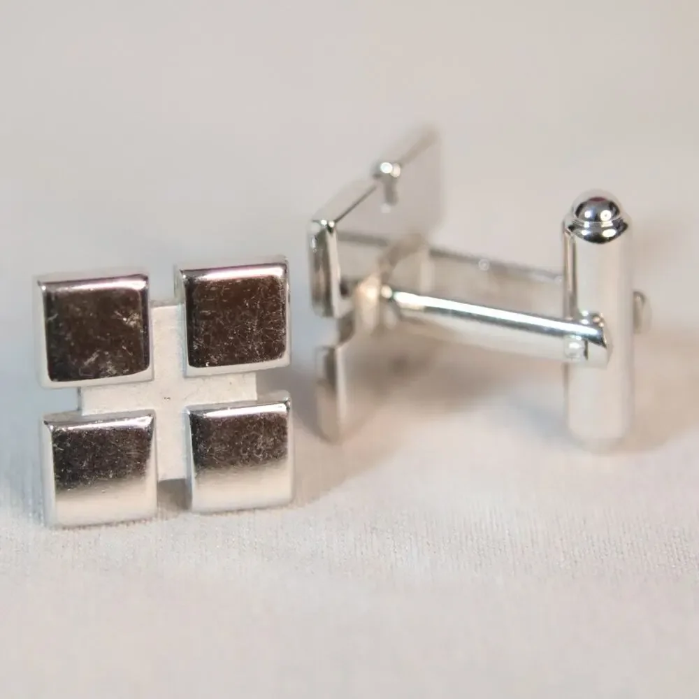 💎Hickok USA Cufflinks Silver Tone Squares On Square